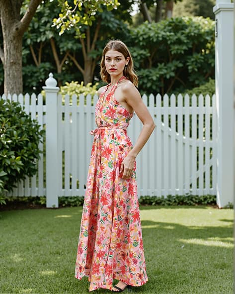 Buy Shein Shein Halter Neck Floral Prin... Online | Ajio.com