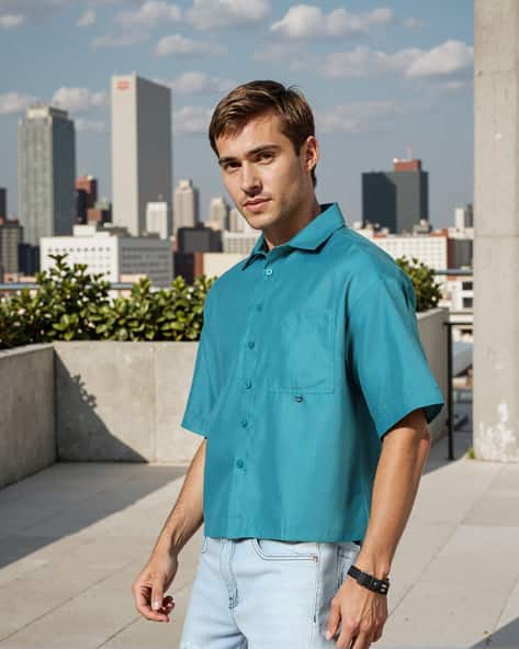 Buy Teal Shirts for Men by Shein Online | sheinindia.in