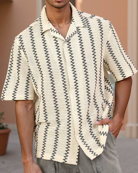 Ajio Relaxed Button Down Shirt Price History Of Shein Shein Medium