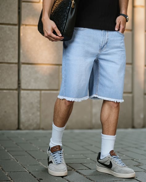 Buy Mid Blue Shorts 3/4ths for Men by Shein Online