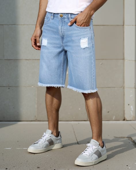 Buy Light Blue Shorts 3/4ths for Men by Shein Online