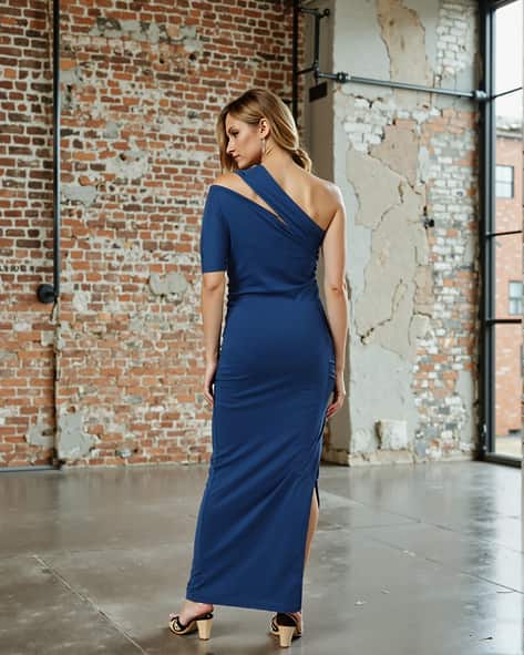 blue asymmetrical dress formal