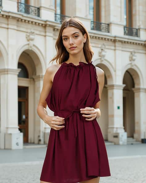 shein tie neck dress