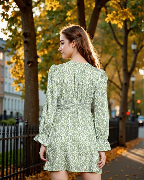 Buy Green White Dresses for Women by Shein Online | Ajio.com