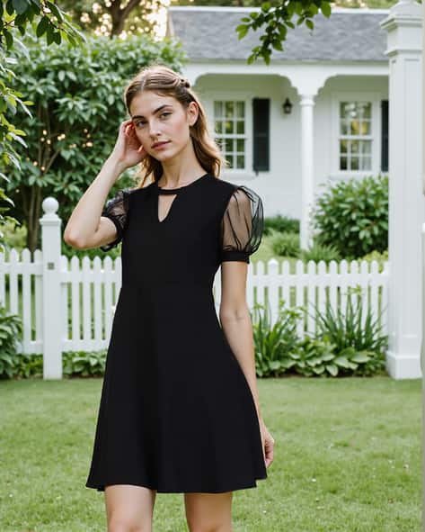 shein black skater dress