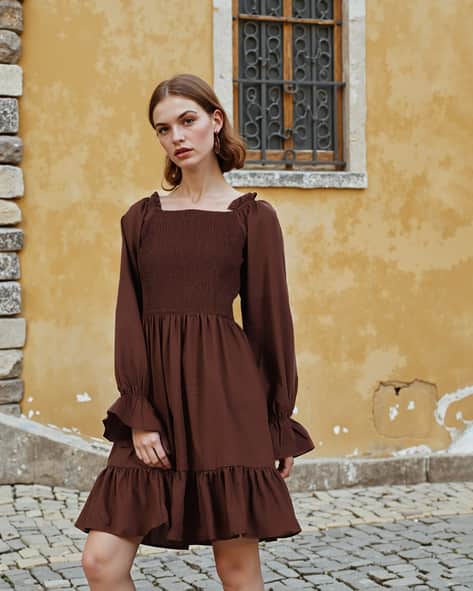 shein flare dress SHEIN Modelyn Women's Solid Color Ruffled Flare Sleeve Maxi Elegant Dr |  Dress