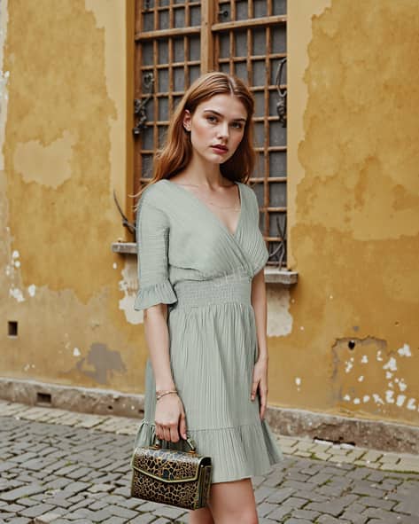 Buy Pista Green Dresses for Women by Shein Online | Ajio.com