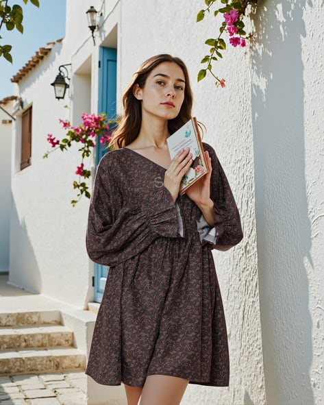 shein boho dresses | | Shein Floral Dress Neck Fringed Belted Ruched Waist Drawstring Short Sleeve Casual Vacation Holiday Dresses Black Boho Short Sleeve Woven Fabric Colorblock A Line Non SHEIN VCAY Plus Size Women
