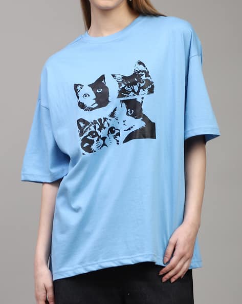 【関税・送料込】Side opening gravity printed t-shirts - 1164 Buy White Tshirts for Women by Shein Online | sheinindia.in