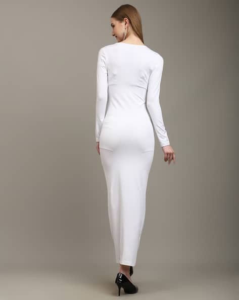 shein white maxi dress long sleeve SHEIN Clasi Women's Elegant White Paisley Print Long Sleeve Maxi Dress, Cinched Waist Shirt Dress For Autumn Tea Party, Symmetric Pattern Cinched Waist Casual Vacation