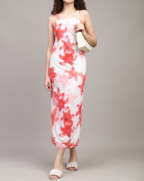 Shein Spaghetti Strap Floral Print Maxi Slip Dress