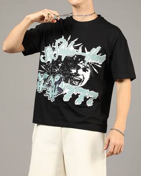 Shein Drop Shoulder Typographic Front Print Crew Tshirt-picture-52