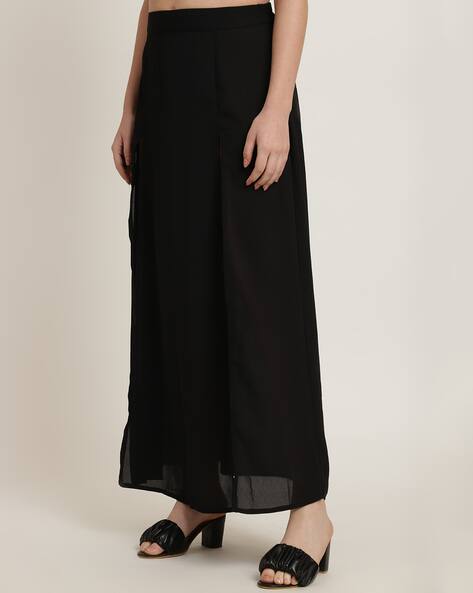 long skirt black high slit skirt
