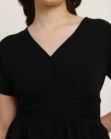 open lace back dress Jessica Center Slit Peplum Dress in Black – Mint Ooak