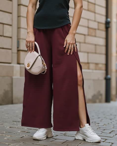 Buy Burgundy Trousers Pants for Women by Shein Online