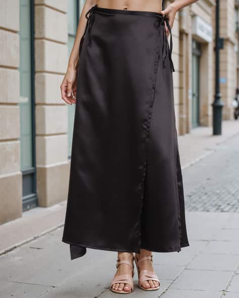Maxi Skirt Black Skirts For Party Satin Maxi Skirt BLACK High