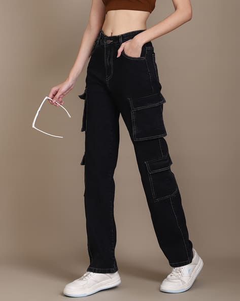 Shein Full Length Straight Carpenter Style Cargo Jeans