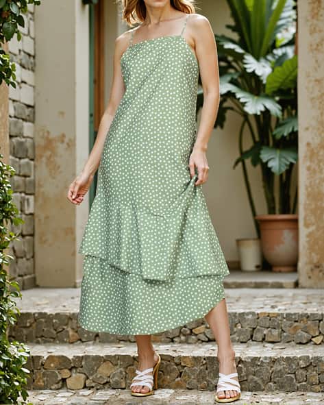 chinese dress ladies SHEIN Mulvari Front Lace Up Long Sleeve Pleated All-Over Print Maxi Ca |  Dress main image 1