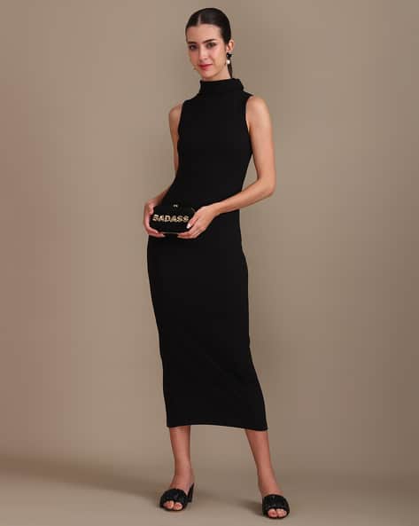 formal dresses galleria mall Enza Costa Silk Rib Sleeveless Twist Dress in Black main image 1