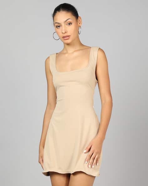tan skater dress Camel Long Sleeve Button Front Skater Shirt Dress AX Paris