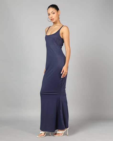 boat neck dress formal Zapaka Women Grey Blue Long Mother Dress Boat Neck A Line Satin Long Mother Of Bride Dress, Grey Blue / US26W
