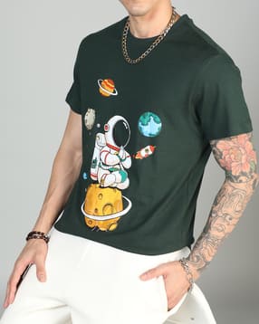 Shein Short Sleeve Graphic Front Print Crew Tshirt-picture-36