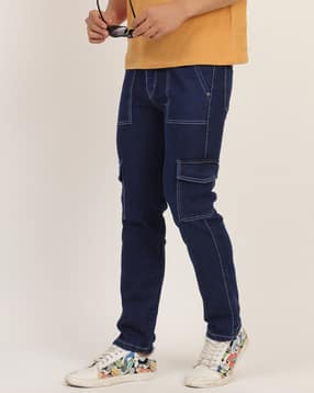 Shein Full Length Clean Wash Cargo Style Slim Jeans-picture-48