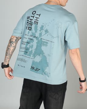 Shein Relaxed Fit Drop Shoulder Typographic Back Print Crew Tshirt-picture-19