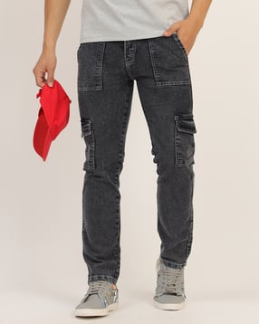 Shein Full Length Stone Wash Cargo Style Slim Jeans-picture-47