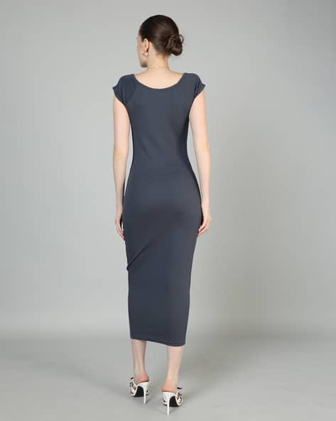 grey ribbed bodycon dress The Scoop Neck Midi Dress – The Standard Stitch
