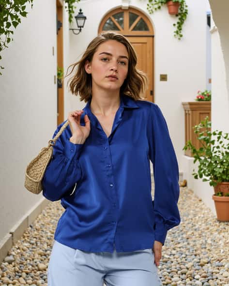 Buy Royal Blue Tops for Women by Shein Online