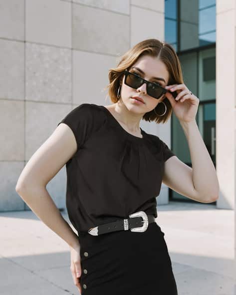 Buy Black Tops for Women by Shein Online