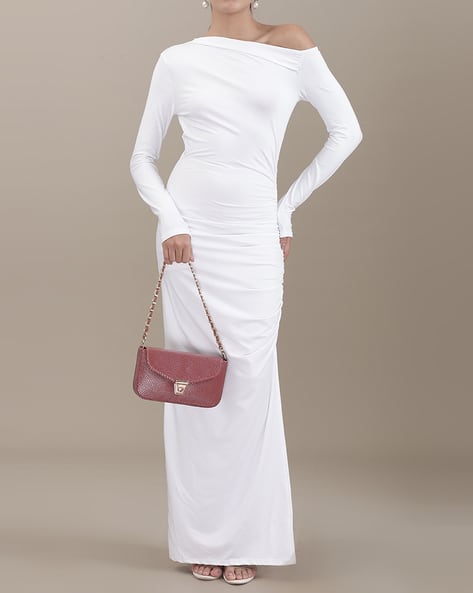 Buy Shein Shein Asymmetrical Neck Full ... Online | Ajio.com