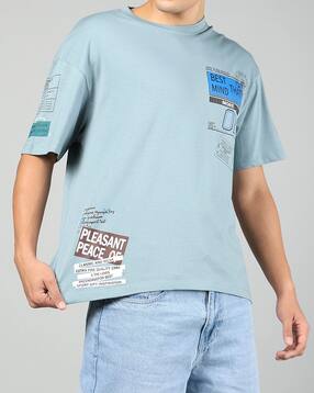 Shein Drop Shoulder Typographic Placement Print Crew Tshirt-picture-28