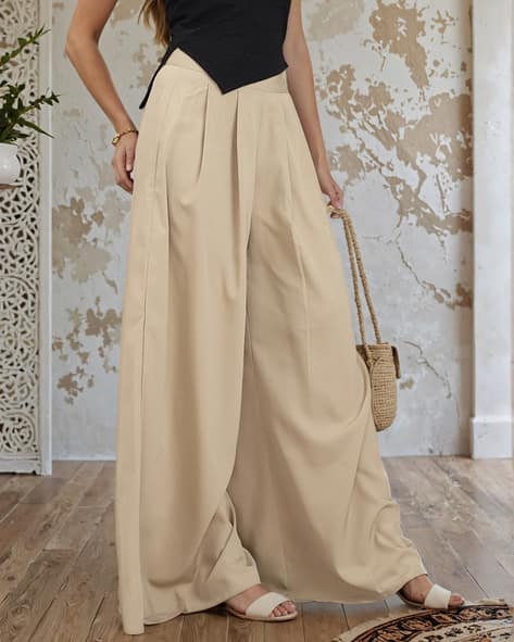 Buy Beige Trousers Pants for Women by Shein Online
