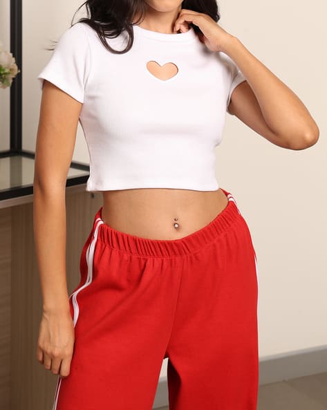 Buy White Tops for Women by Shein Online | sheinindia.in 2129 Shein cute hearts top トップスハート