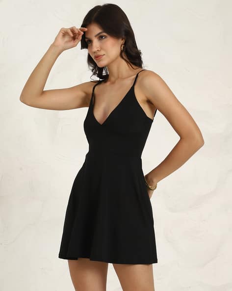 Shein Spaghetti Strap Empire Waist Mini Skater Dress