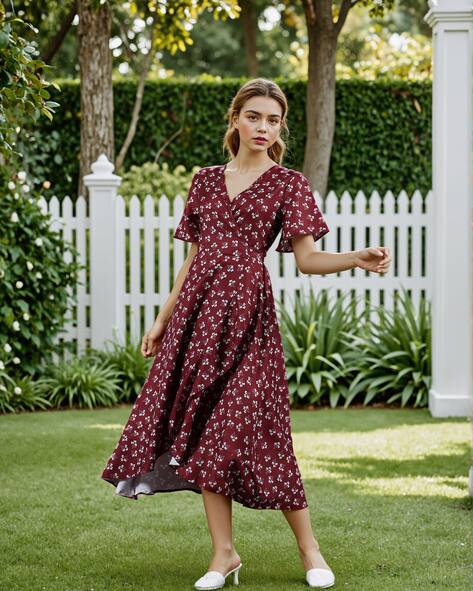 wedding guest floral dresses Mac Duggal Floral-Print Wedding-Guest Dress 11614 Blue Multi / 0 featuring a flattering V swatches-pelagia-halter-scarf-tie-mini-dress Halterneck Beaded Draped Detail Colour:Slate_Blue_206