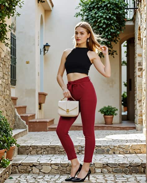 Buy Maroon Trousers & Pants for Women by Shein Online