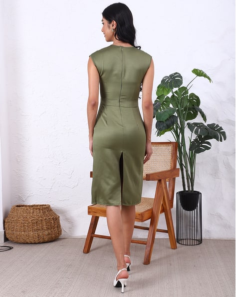 sage green pencil dress Luxury Sage Green Beaded Evening Dress with Cape SS238