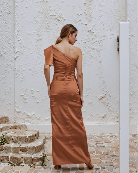shein brown satin dress SHEIN USA