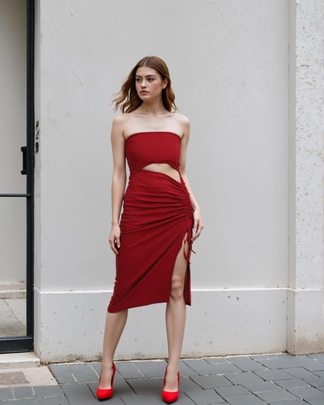 Buy Red Dresses for Women by Shein Online | Ajio.com