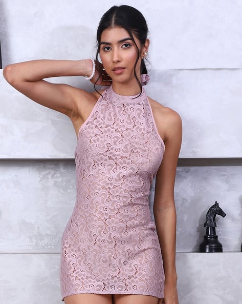 Bodycon Dress Lace Womens Dress Buy Styli Navy Self Pattern Bodycon Dress For Women Online Tata CLiQ