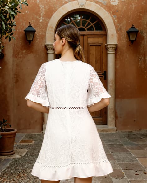 beach wedding dress lace Summer Beach Wedding Dresses Lace V Neck Leg Split main image 1