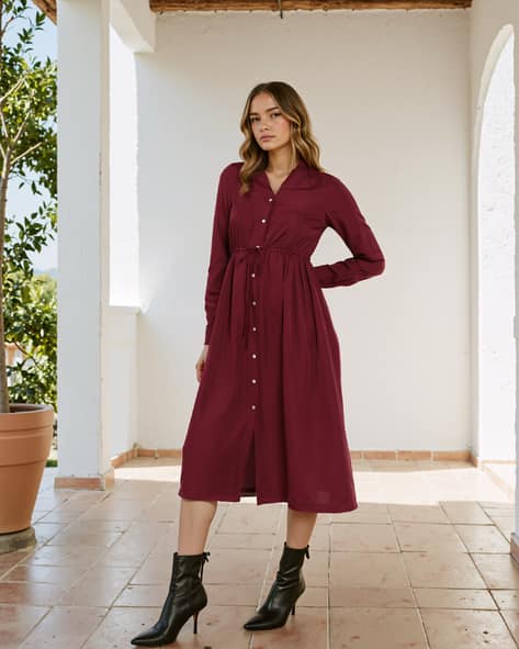 Buy wine Dresses for Women by Shein Online