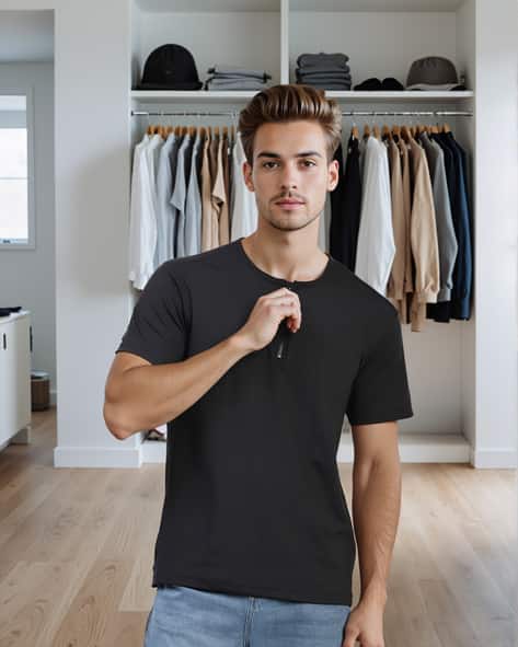 Shein Medium Length Short Sleeve Half Zip Closure Tshirt