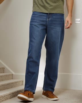 Shein Full Length Fixed Waist Mid Wash Jeans