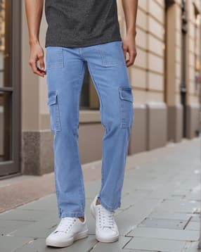 Shein Full Length Light Wash Carpenter Style Cargo Jeans-image-15