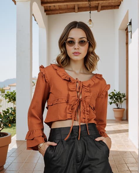 Buy Dark Brown Tops for Women by Shein Online