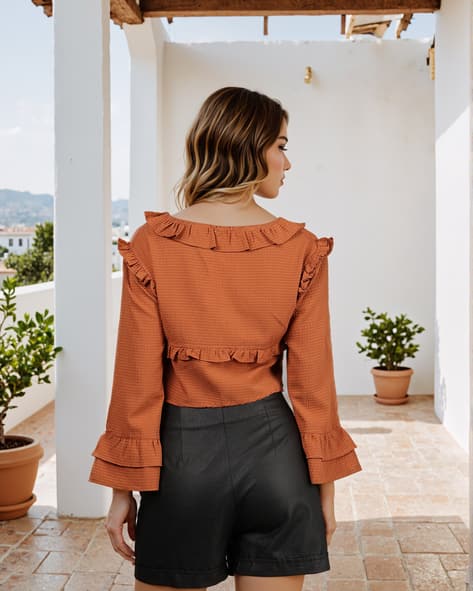 Buy Dark Brown Tops for Women by Shein Online